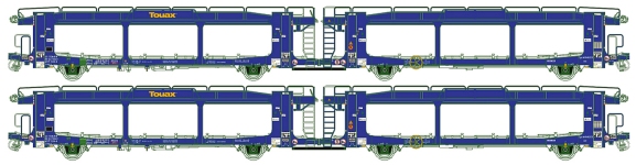 L.S. Models LS32155 - H0 - 2-tlg. Set Autotransportwagen, Touax, Ep. VI